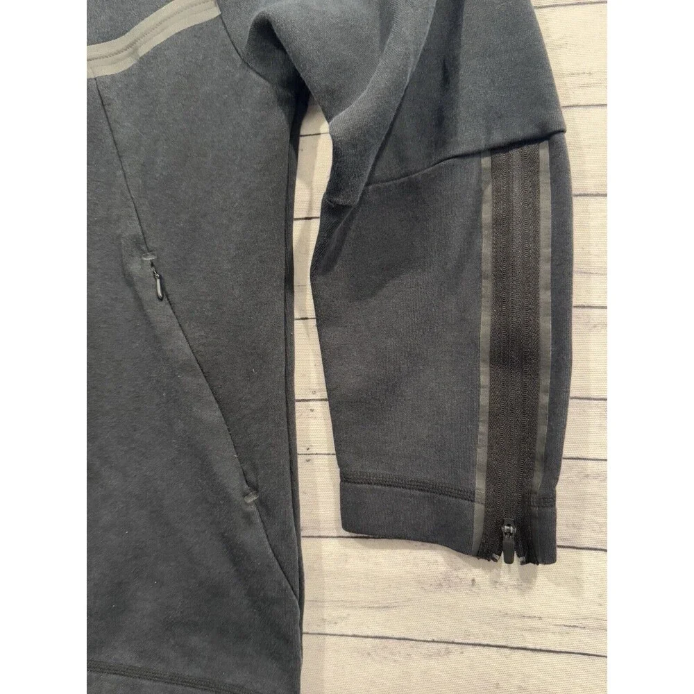 Nike Tech Fleece Jacket Sz Small Black Sweatshirt Full Zip Pockets 3/4 Sleeve